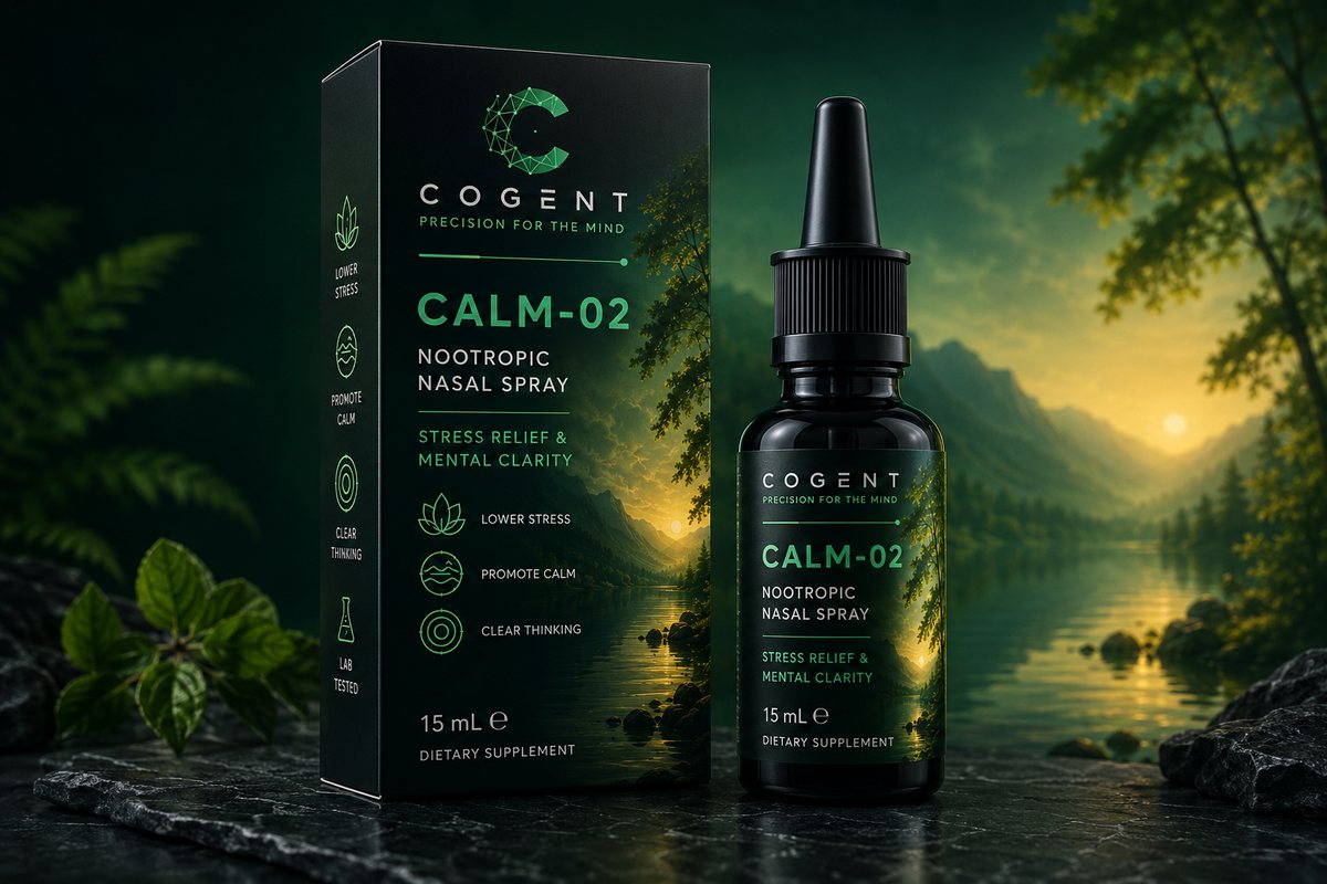 CALM-02 bottle beside its carton